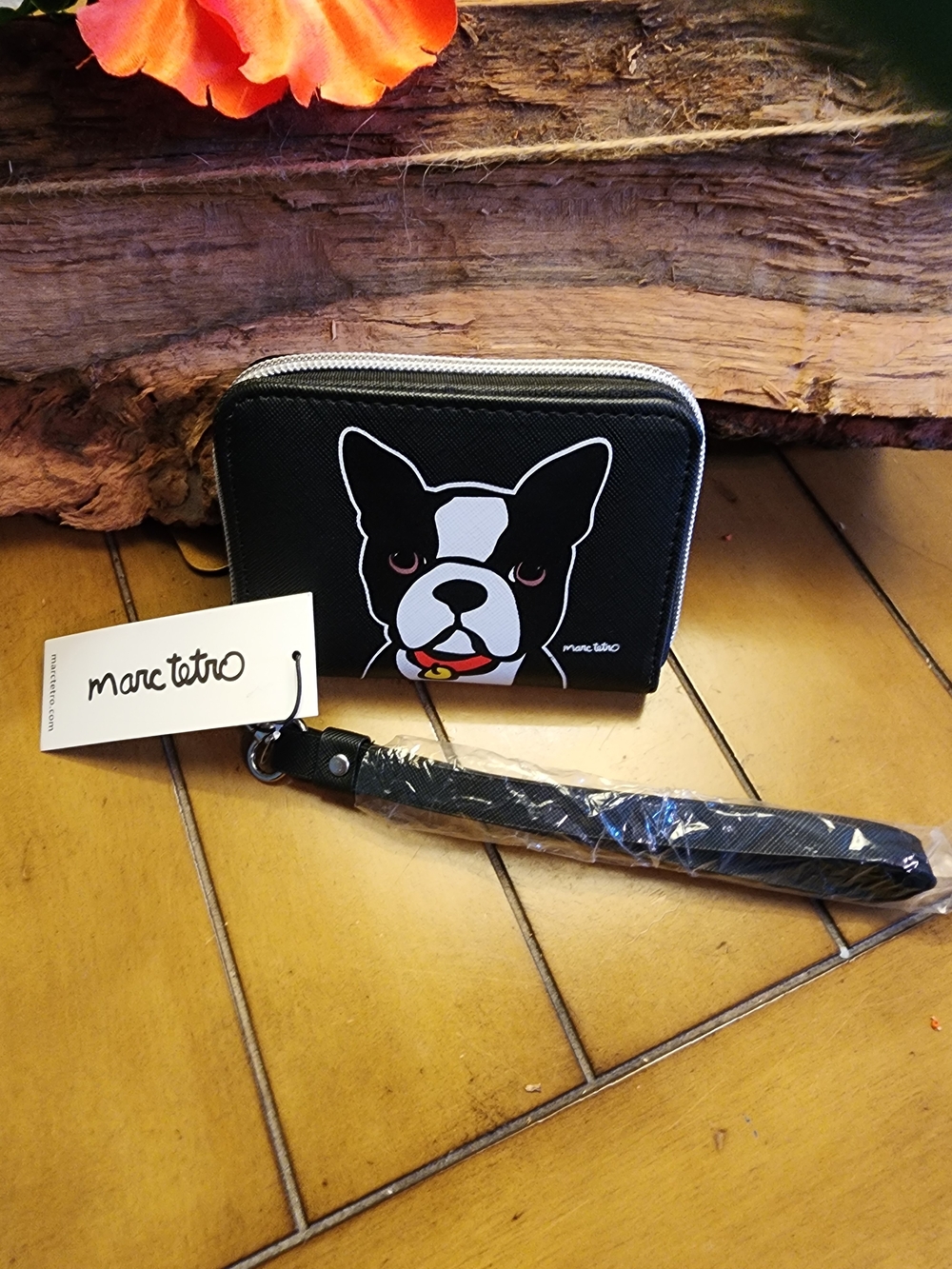 Marc Tetro Black French Bulldog Zip Wallet